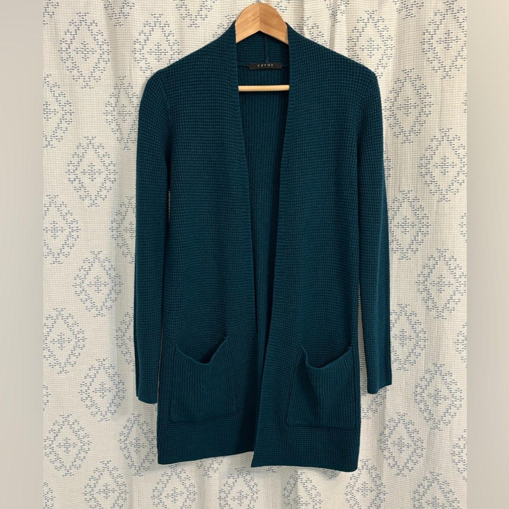 Women's Teal Open Front Sweater
